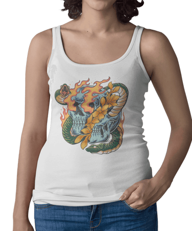 Snake and Skull Tattoo Design Adult Womens Vest Top 8Ball
